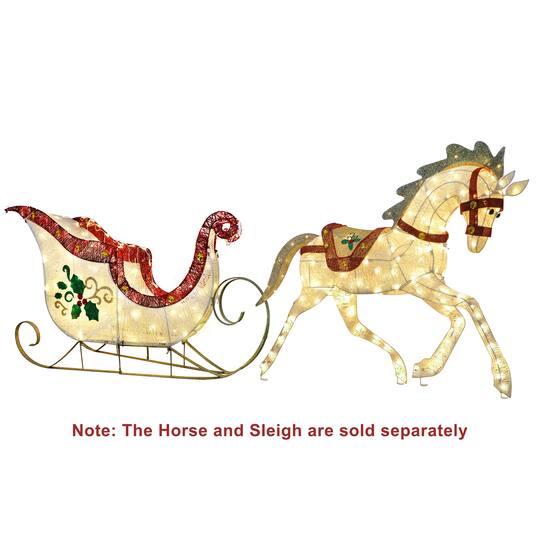 Puleo International 32" Pre-Lit Sleigh Christmas Holiday Décor with Warm White LED Lights